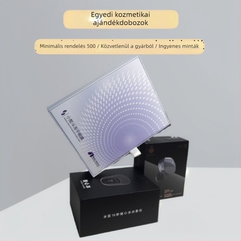 Kozmetikai ajándékdoboz egyedi logóval, egyedi belső és külső átmérő, papírkarton anyag, ofszet nyomtatás bevonattal és lakkozással