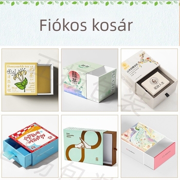 Fiókos ajándékdoboz, testreszabható csomagolás kartonból, domborítás, UV nyomtatás, gravírozás és ezüst forró bélyegzés; logó nyomtatás lehetséges