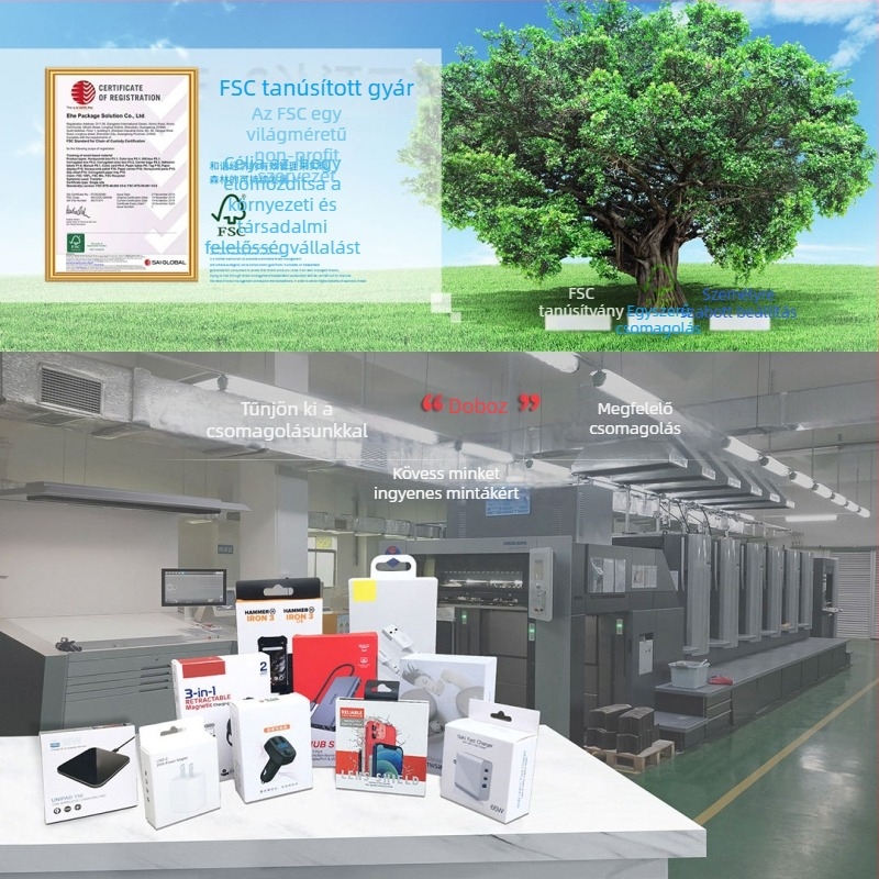 3C digitális elektronikai termék csomagoló doboza UV-nyomtatás és domborítás, kartonból készült kivitel, ablakos, testreszabható