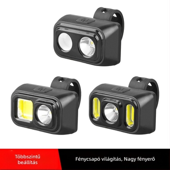 MTB első lámpa Type-C újratölthető LED+COB, kültéri kerékpározáshoz