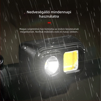 MTB első lámpa Type-C újratölthető LED+COB, kültéri kerékpározáshoz