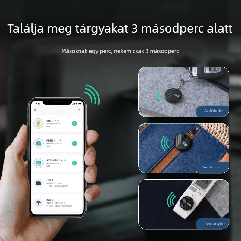 Nut F9XT Anti-Lopás Nyomkövető Poggyászhoz és Kulcsokhoz — Kétirányú Értesítés, Telefonkeresés, Nyomkövetés, Android/iOS Kompatibilis, Könnyű 14,8 g