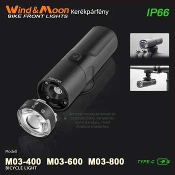Kerékpár első lámpa, M03 sorozat, Type-C töltés (Wind-moon/Watt)
