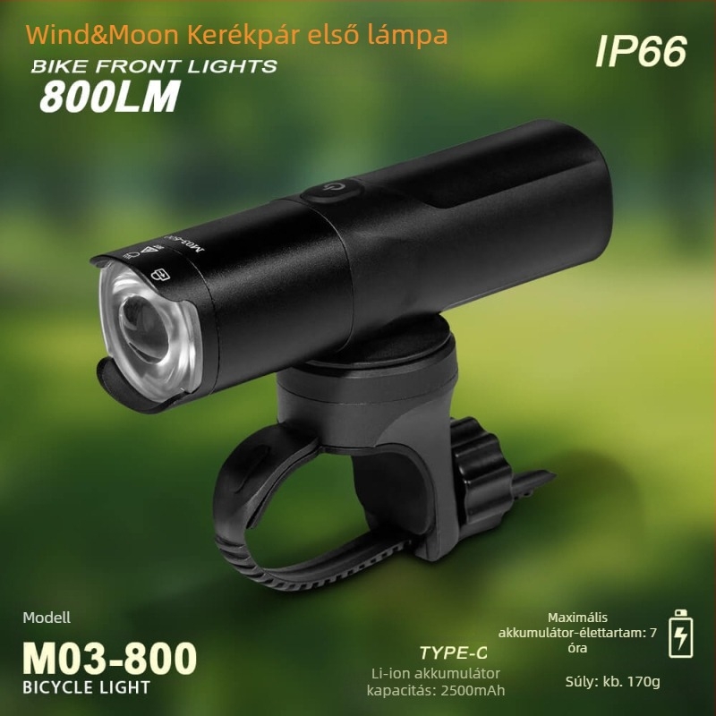Kerékpár első lámpa, M03 sorozat, Type-C töltés (Wind-moon/Watt)