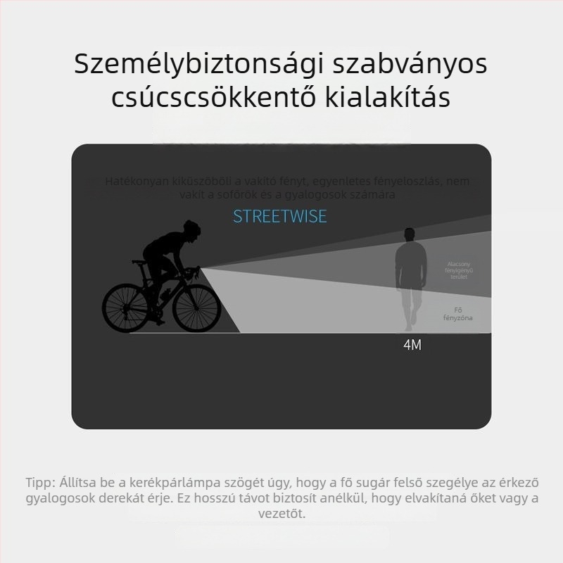 Elülső kerékpárlámpa – újratölthető, éjszakai hegyi kerékpározáshoz, nagy fényerő