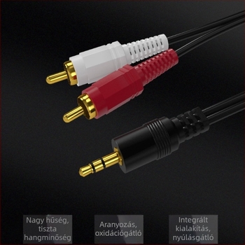 3,5 mm-es audio-kábel kettős RCA-hoz számítógéphez, TV-hez, erősítőhöz és hangszórókhoz