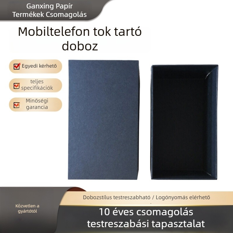 Személyre szabható kétfedeles csomagoló doboz mobiltelefon kiegészítőkhöz, UV logónyomtatás
