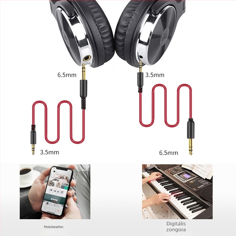 Audio kábel 3,5 mm-től 6,5 mm-ig, réz vezetőkkel, aranyozott csatlakozókkal