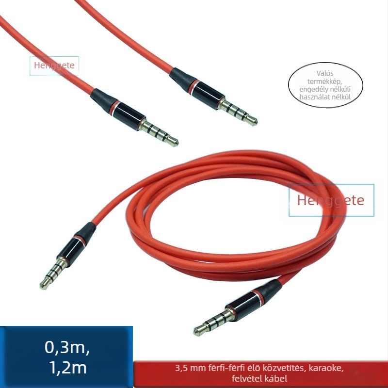3.5 mm négymagos audio kábel, aranyozott csatlakozók, rézmagú vezető, digitális eszközökhöz