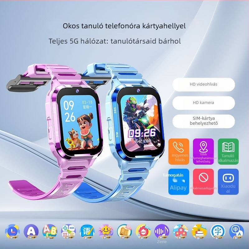 Gyerekeknek szánt okosóra SIM-kártyával a hívásokhoz és helymeghatározáshoz, 600 mAh akkumulátor, mindennapi vízálló, mágneses töltés, Android-kompatibilis