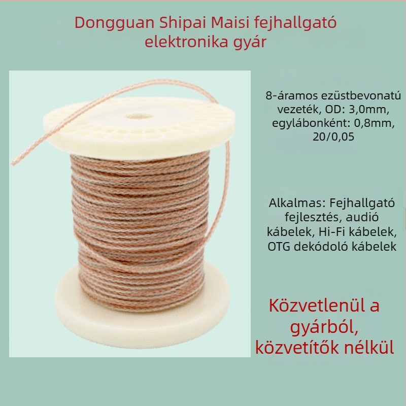 KMC-HIFI01 8-szál DIY fejhallgató kábel, ezüstbevonat réz, árnyékolt HiFi hangkábel