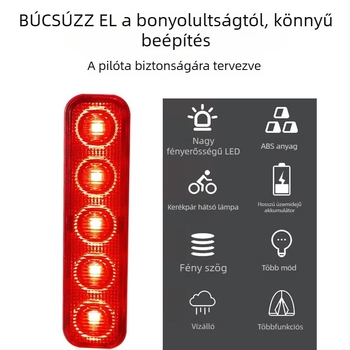 Kerékpár hátsó LED lámpa, több üzemmóddal, újratölthető HYD-066