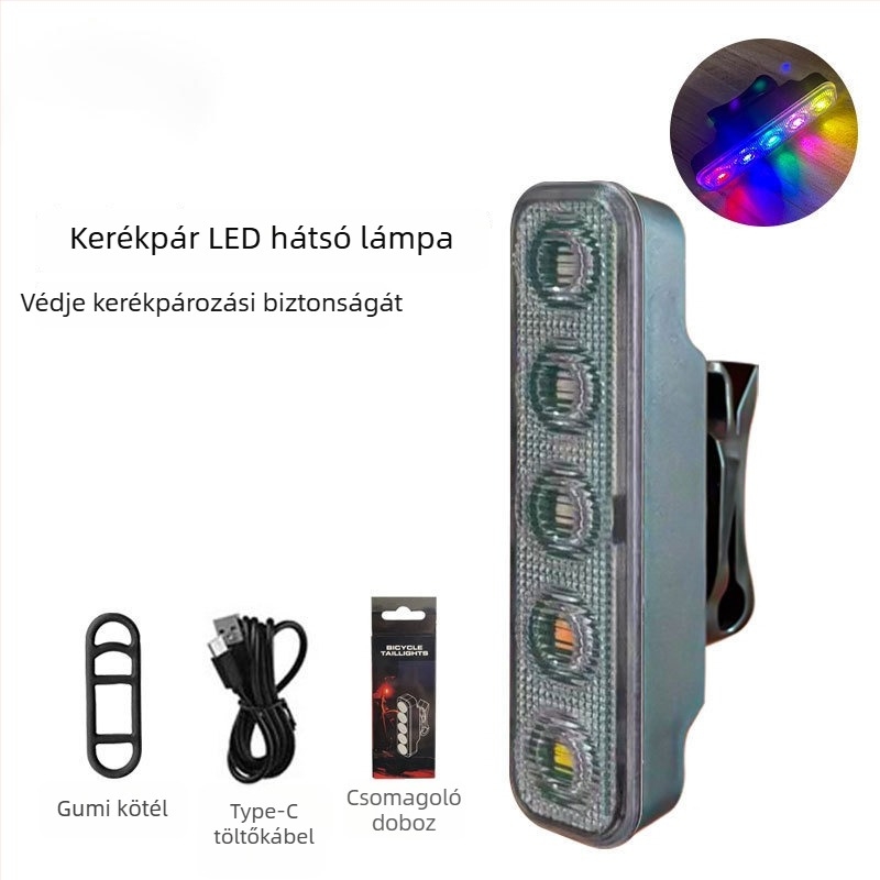 Kerékpár hátsó LED lámpa, több üzemmóddal, újratölthető HYD-066