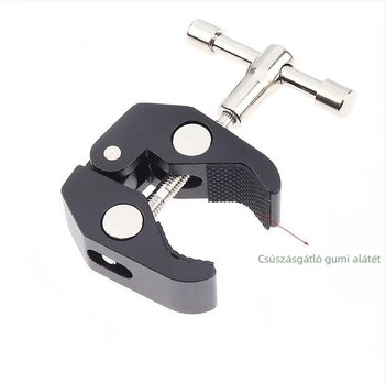 Asztali élő közvetítéshez Crab Claw Clamp, CNC fém, alumíniumötvözet, körkörös csőből álló tripod és telefontartó