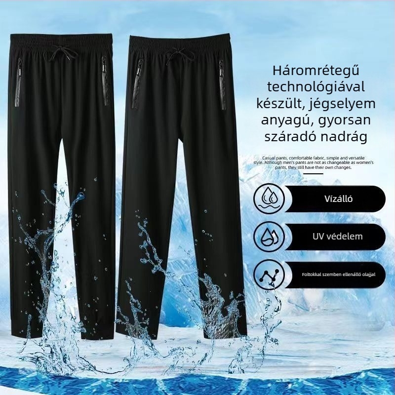 2024 Unisex háromvédelmi gyorsan száradó nadrág, Ice Silk hatású anyag, hűsítő nyári sportos hosszú nadrág