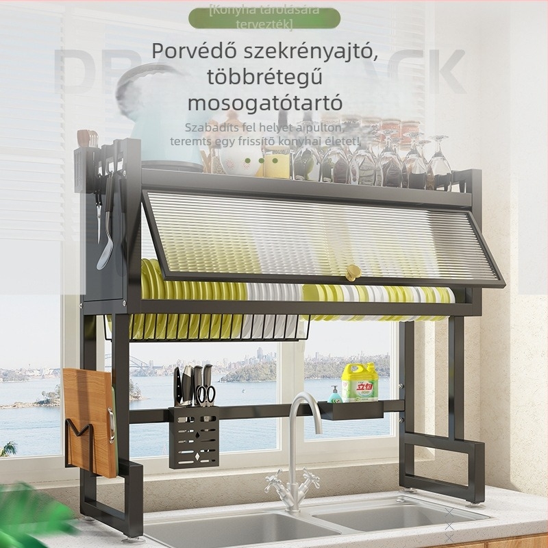 Pulton elhelyezhető edény- és tányértároló, szénacél, szerelés nélkül, modern egyszerű stílus