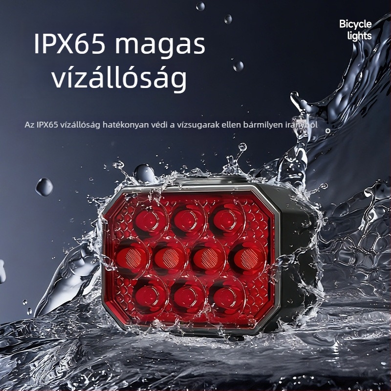 Éjszakai kerékpárfények készlete – elő- és hátsó lámpa, USB-C töltés, 1200mAh akkumulátor, pántos rögzítés, DT6310