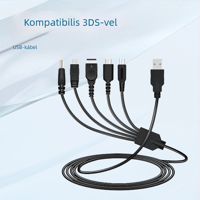 Öt az egyben USB töltőkábel 3DS-hez, NDS Lite-hoz, SP-hez, Wii U-hoz és PSP-hez | ABS anyag, WL-002 modell, logó nyomtatás elérhető, testreszabható a rajzok szerint.