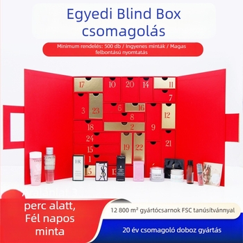 Kozmetikai ajándékdoboz – kétszárnyú könyv-stílusú fiókos doboz, testre szabott papírdoboz, forró fóliázás, UV-nyomtatás és domborítás