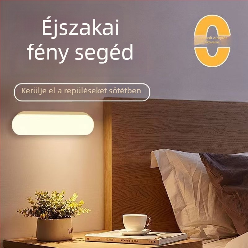 Szenzoros éjjeli fény, újratöltő, mozgásra világít, ideális otthoni használatra, az ágy mellett, folyosón és a fürdőben