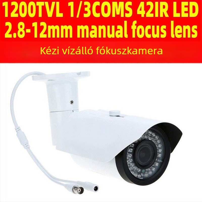 Megfigyelő kamera 1200TVL, CMOS 1/3-inch, 4 mm objektív, IR megvilágítás 50 m-ig, DC12V-os tápegység