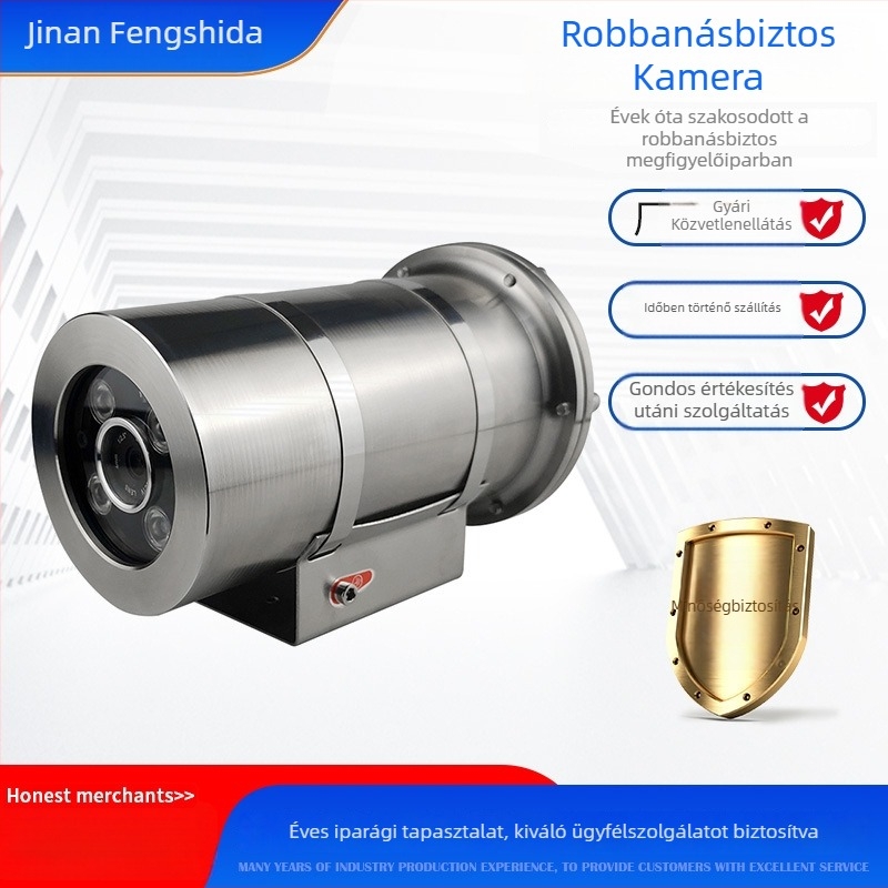 Hikvision robbanásbiztos kamera rozsdamentes acél védőházzal, 4MP éjjellátó IR, IP68 vízálló