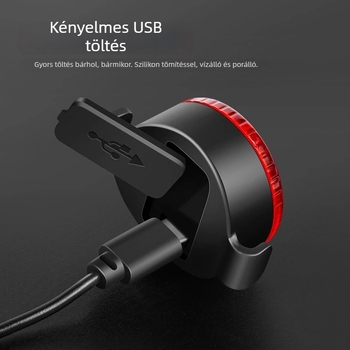 Kerékpár hátsó lámpa, USB újratölthető, villogó, hordozható, Wisdom Moon