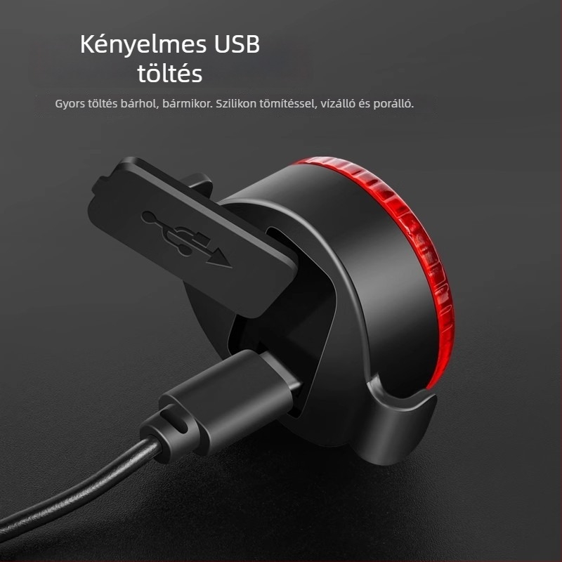 Kerékpár hátsó lámpa, USB újratölthető, villogó, hordozható, Wisdom Moon