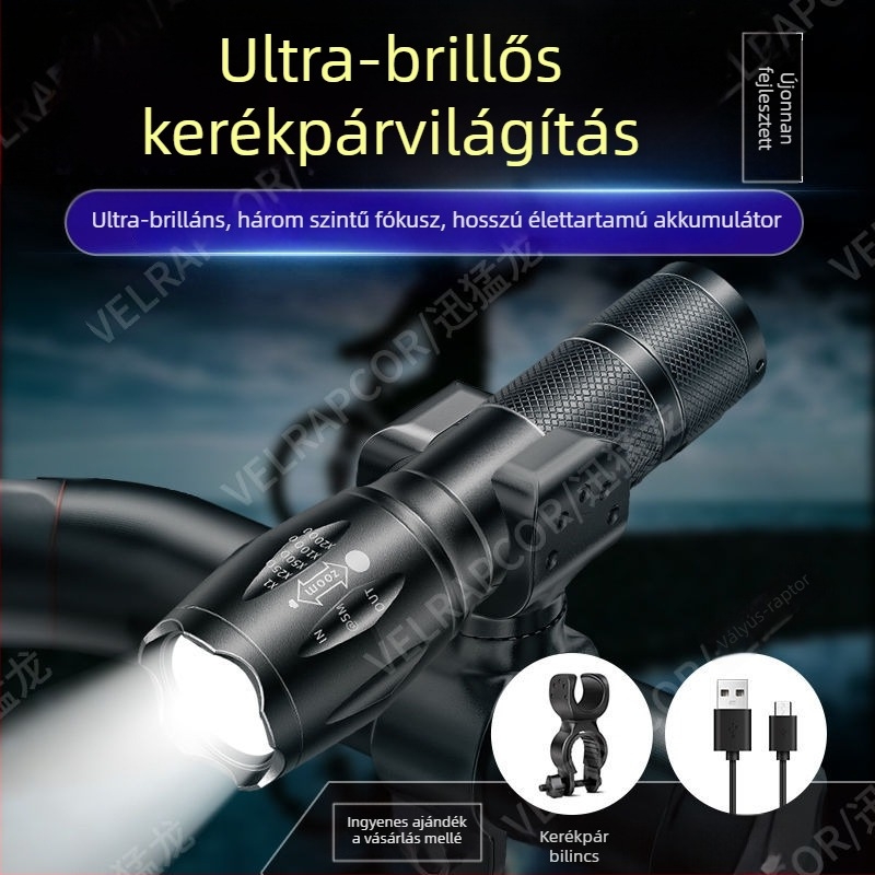 LED kerékpár első lámpa – ultra fényes, újratölthető, beltéri és kültéri használatra