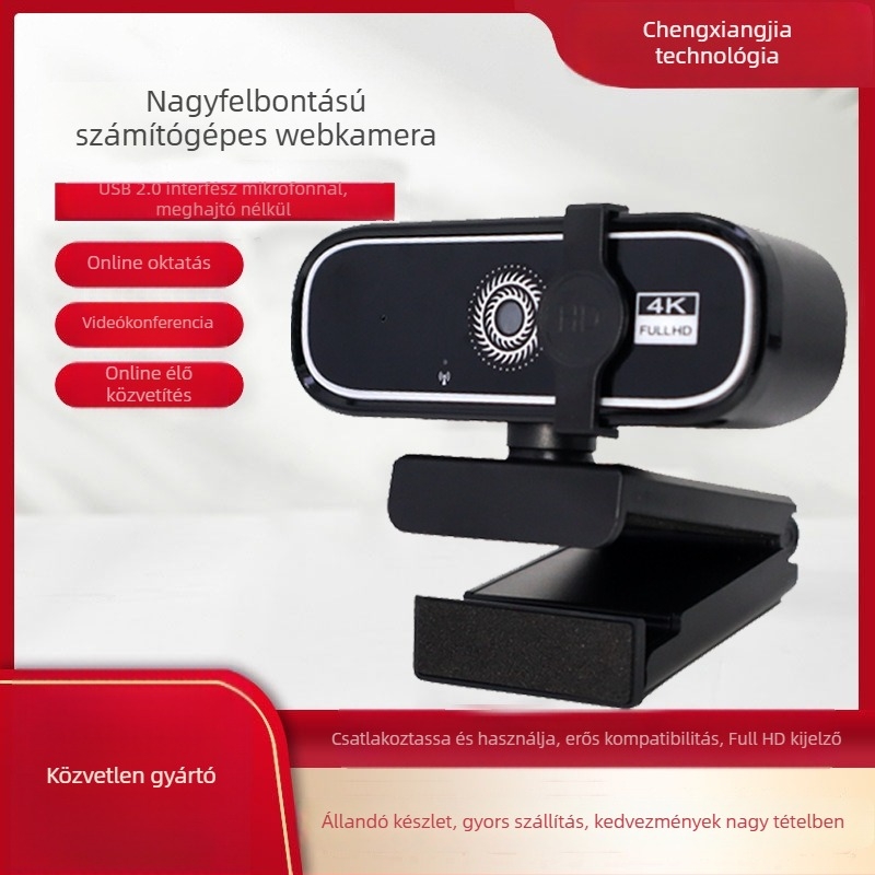 USB-webkamera Q1 — 4K (3840x2160), 8 MP szenzor, 30 FPS, USB 2.0, beépített mikrofon