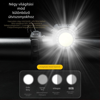 Kerékpár lámpa nagy hangerősségű kürttel, vízálló USB-töltésű, mountain és országúti kerékpárokhoz