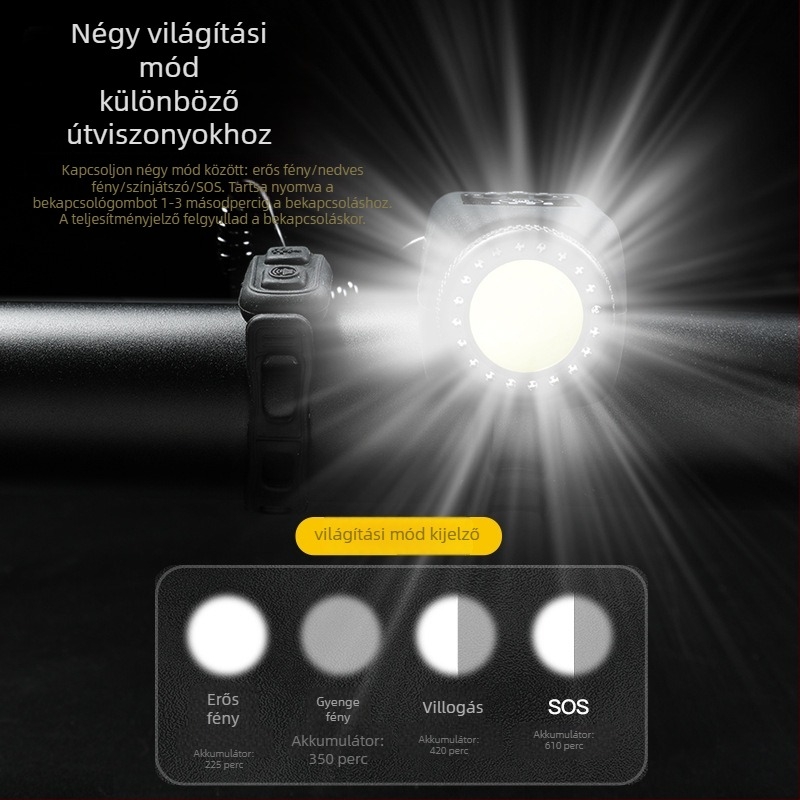 Kerékpár lámpa nagy hangerősségű kürttel, vízálló USB-töltésű, mountain és országúti kerékpárokhoz