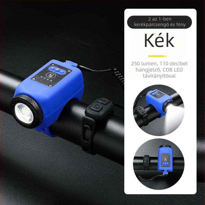 Kerékpár lámpa nagy hangerősségű kürttel, vízálló USB-töltésű, mountain és országúti kerékpárokhoz