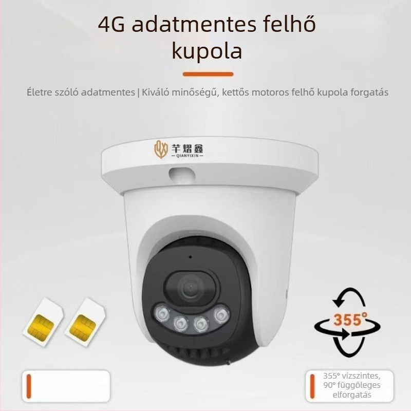 4G dóm PoE megfigyelő kamera, 4K Ultra HD, beltéri, teljes színű, ONVIF