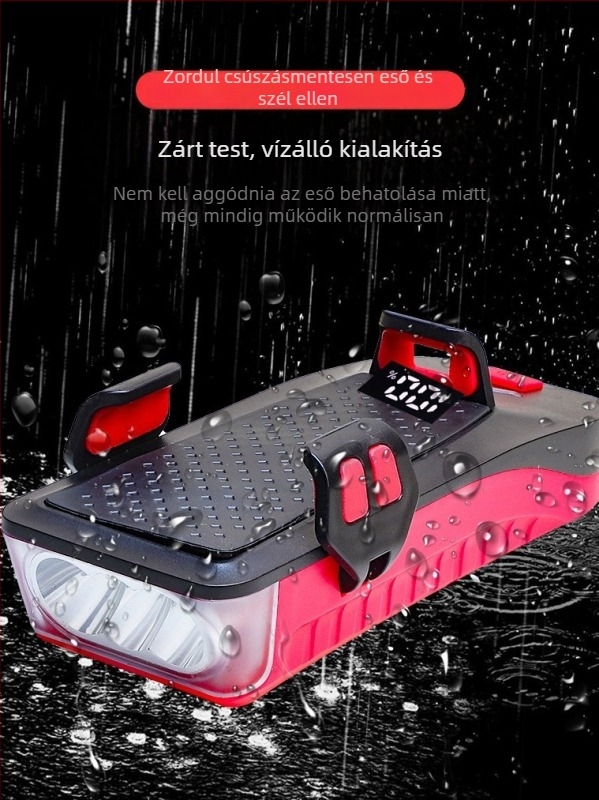 Kerékpár 4 az 1-ben: első világítás, kürt, telefon tartó és külső akkumulátor — Márka: Anqi Race; Feldolgozás testreszabása: Igen; Licencelt magáncímke: Igen