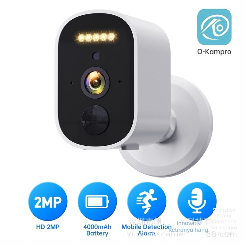 O-KAMPro vezeték nélküli biztonsági kamera 4G akkumulátorral, Wi‑Fi, napelemes energiaellátással, beltéri és kültéri használatra