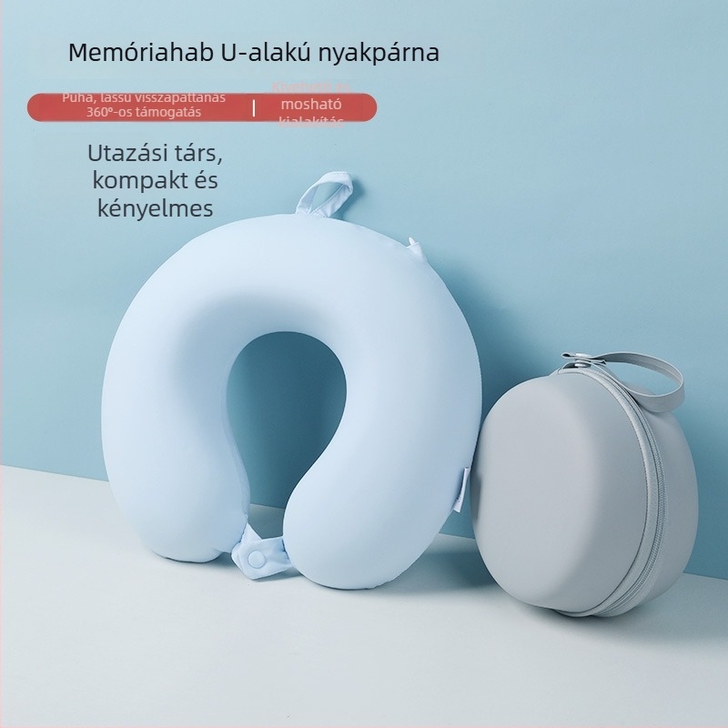 Memóriahabos U-alakú nyakpárna hűsítő effektussal, utazáshoz és irodai pihenéshez, hordozható