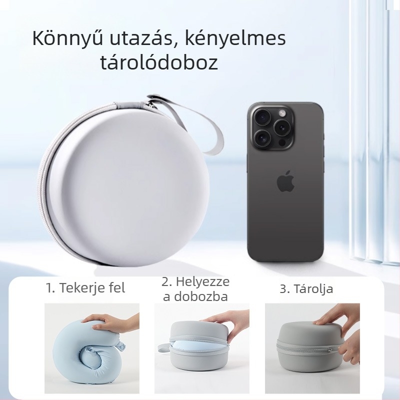 Memóriahabos U-alakú nyakpárna hűsítő effektussal, utazáshoz és irodai pihenéshez, hordozható