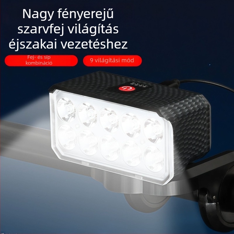 Hegyi kerékpár elülső lámpa – vízálló, 4000mAh akkumulátor, USB-C töltés, hevederes rögzítés, HYD-Z054 modell