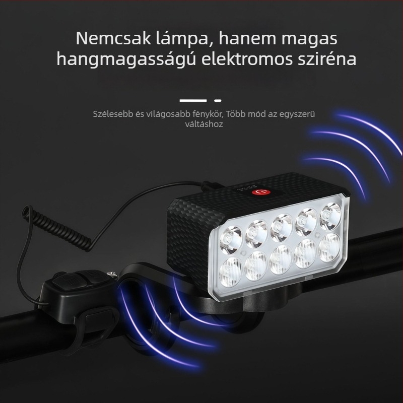 Hegyi kerékpár elülső lámpa – vízálló, 4000mAh akkumulátor, USB-C töltés, hevederes rögzítés, HYD-Z054 modell