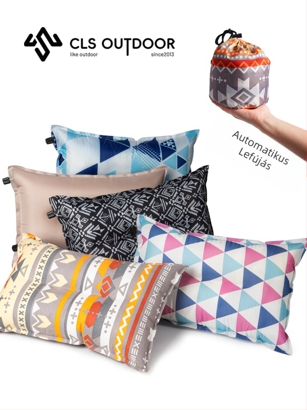 CLS belső felfújható párna utazáshoz és kempingezéshez, kézi pumpa, 1 személyre, 243 g, anyagok: bőr, PU és magas ellenálló hab