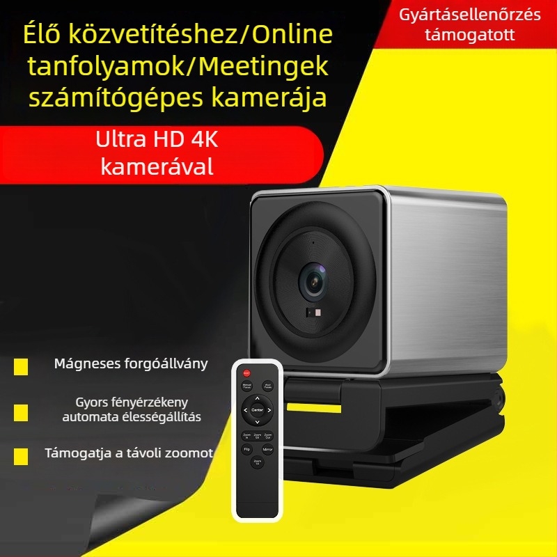 USB-kamera 4K videokonferenciákhoz, 30fps, USB 2.0, automata fókusz, beépített mikrofon