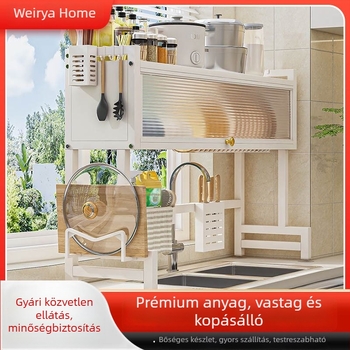 Mosogatóhoz szárító állvány, háromszintes, asztali konyhai rendező, modern minimalist stílus