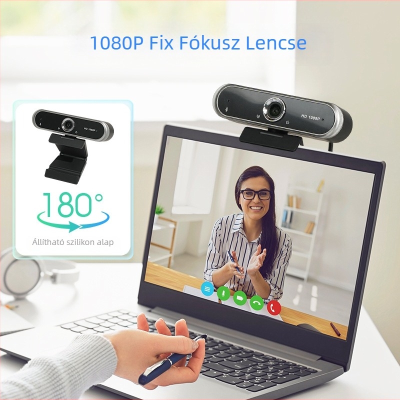 LEDEFU 1080P Konferencia Kamera USB 2.0 Fix Fókuszú, illeszőprogram nélkül, beépített mikrofon, kábel 1.5-2 m