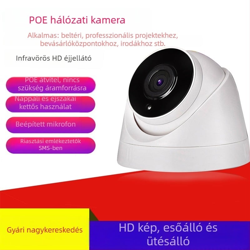 5MP 2,5 hüvelykes domkamera POE, IP kamera, HD megfigyelés