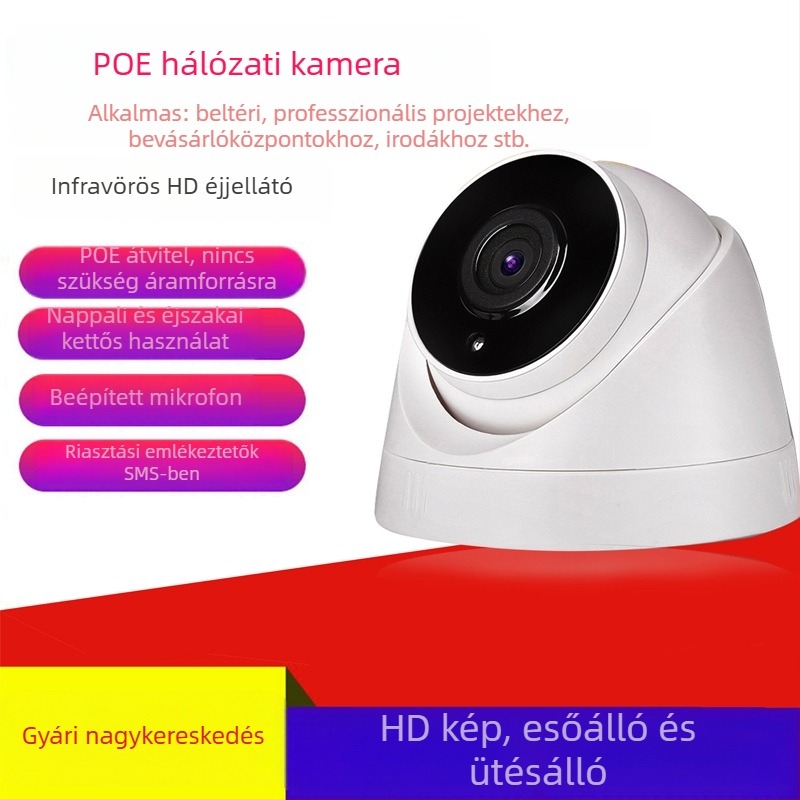 5MP 2,5 hüvelykes domkamera POE, IP kamera, HD megfigyelés