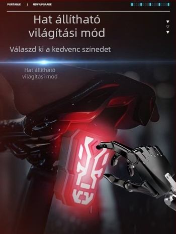 USB-töltésű hátsó kerékpár lámpa, RGB színekben, nagy fényerejű multicolor fény MTB-hez és éjszakai tekeréshez
