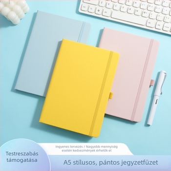 A5-ös notesz pánttal, műbőr borító, üzleti értekezletek jegyzetei, letisztult dizájn