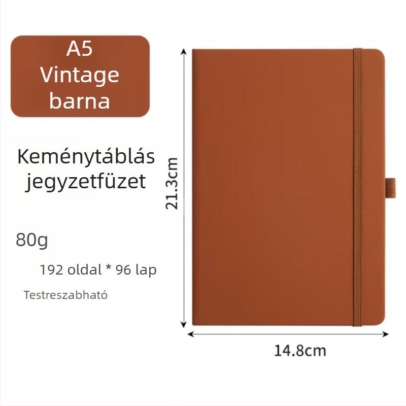 A5-ös notesz pánttal, műbőr borító, üzleti értekezletek jegyzetei, letisztult dizájn