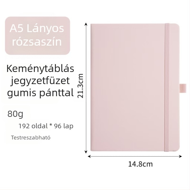 A5-ös notesz pánttal, műbőr borító, üzleti értekezletek jegyzetei, letisztult dizájn
